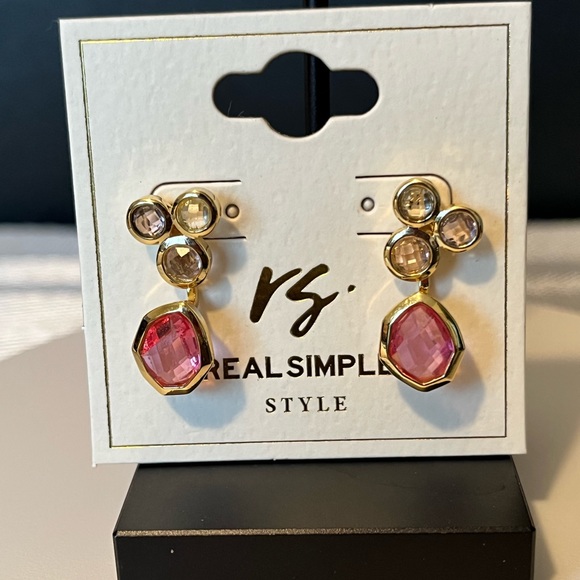 REAL SIMPLE STYLE NWT YELLOW GOLD-PLATES OVER STERLING SILVER & PINK EAR… - Picture 8 of 10